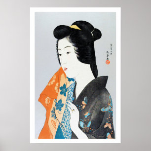 Butterfly-gemustert Kimono, Goyō Hashiguchi Poster