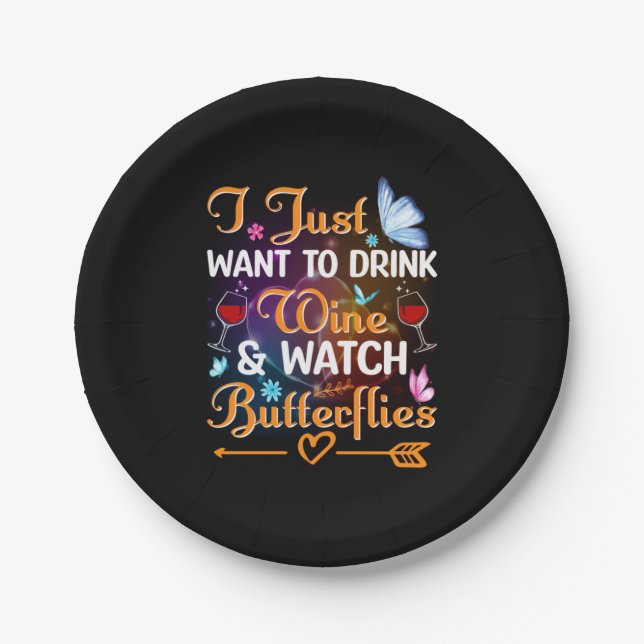 Butterfly-Geschenk | Trinkweine Schmetterlinge beo Pappteller (Vorderseite)