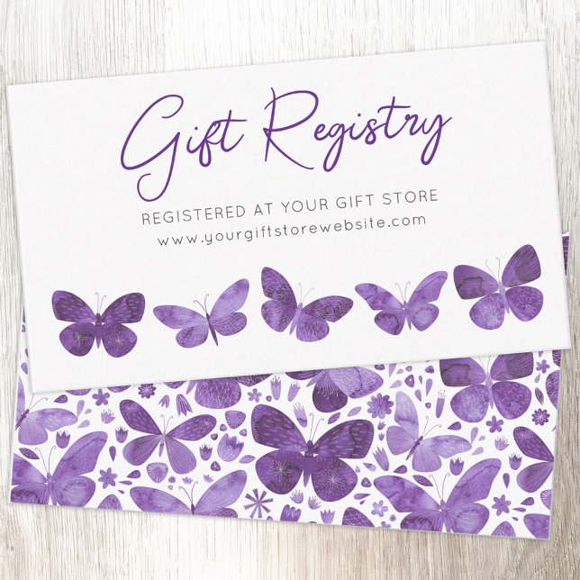 Butterfly-Gift-Registrierung Begleitkarte (Baby shower gift registry watercolor butterfly enclosure card)