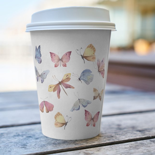 Butterfly Girl Baby Shower Paper Cup Pappbecher (Butterfly Girl Baby Shower Paper Cup)
