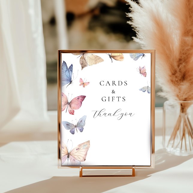 Butterfly Girl Baby Shower Table Top Sign Fotodruck (Butterfly Girl Baby Shower Table Top Sign)