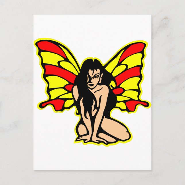 Butterfly Girl Tattoo Postkarte (Vorderseite)