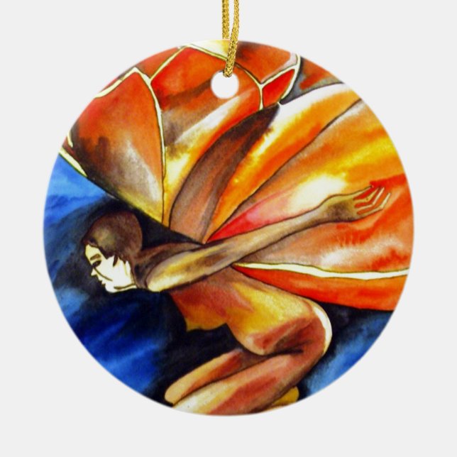 Butterfly Girl über das Original Fantasy Art Keramik Ornament (Vorne)