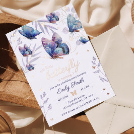 Butterfly Girl's 1. Geburtstag Folieneinladung