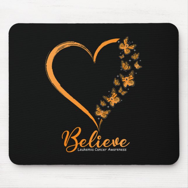 Butterfly Glaube Leukämie Bewusstsein Orange Ribbo Mousepad (Vorne)