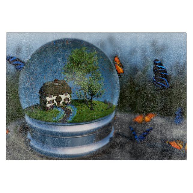 Butterfly Globe Cutting Board Schneidebrett (Vorderseite)