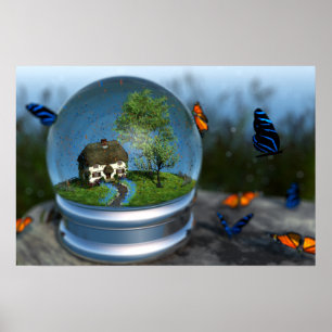 Butterfly Globe Print Poster