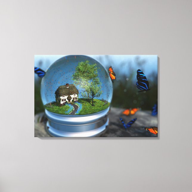 Butterfly Globe Wrapped Canvas Leinwanddruck (Vorderseite)