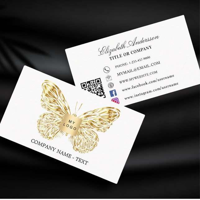 Butterfly-Gold-Logo QR-Code Visitenkarte (Von Creator hochgeladen)