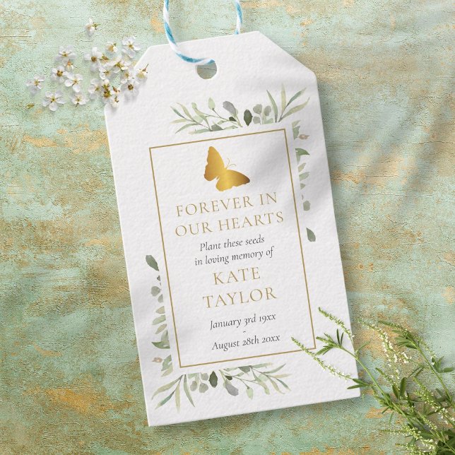 Butterfly Greenerenerity Funeral Seed Packet Memor Geschenkanhänger (Butterfly Greenery Funeral Seed Packet Memorial Gift Tags)