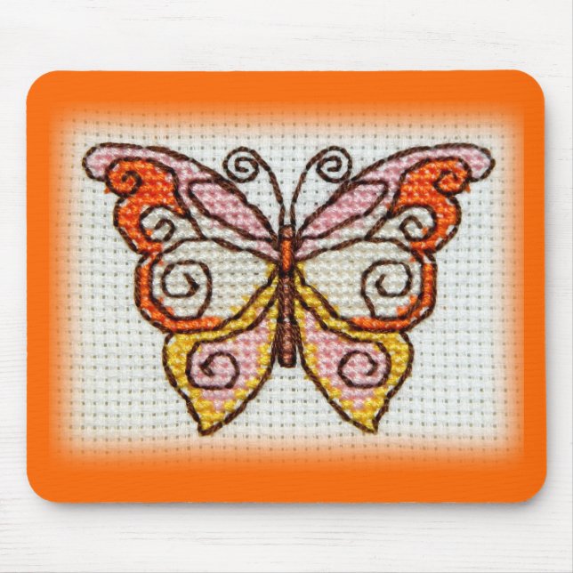 Butterfly-Handstickerei Mousepad (Vorne)