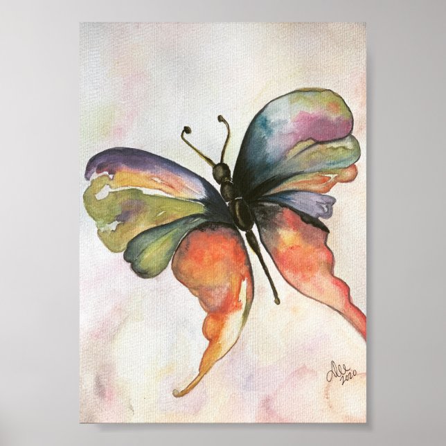 Butterfly Happiness Premium Leinwand Poster (12x18 (Vorne)