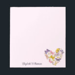 Butterfly Heart Feminine Pastine Pink Name Notizblock<br><div class="desc">Farbenfrohe Schmetterlinge Herz mit Imitaten goldenen Glitzer-Elemente,  geeignet für jeden Anlass,  wie Valentinstag,  Muttertag,  oder jeden anderen Tag,  um Ihre Liebe und Wertschätzung für jemand Besonderes in Ihrem Leben zu zeigen.</div>