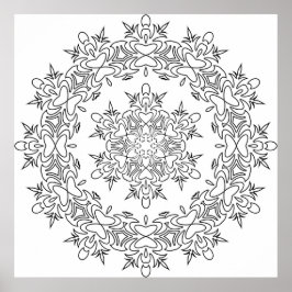 Butterfly Heart Mandala with Flowing Flourishes Poster