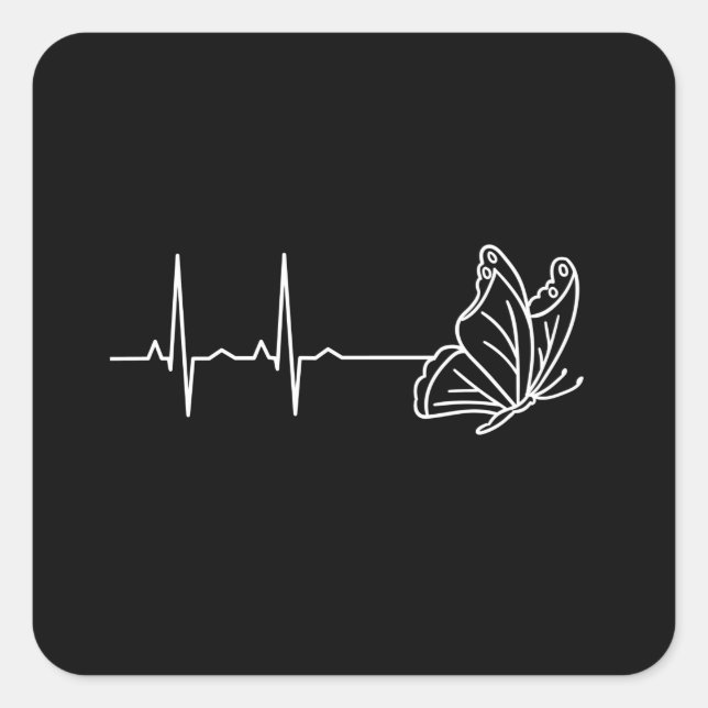 Butterfly Heartbeat Quadratischer Aufkleber (Vorderseite)