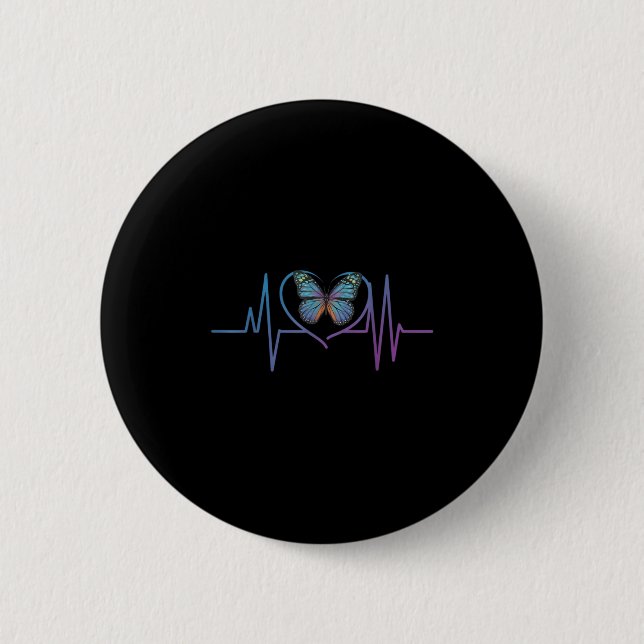 Butterfly Heartbeat Suizidbewusstsein Button (Vorderseite)