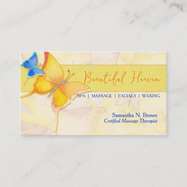 Butterfly Heaven Massage Wellness-Center Visitenkarte (Vorderseite)