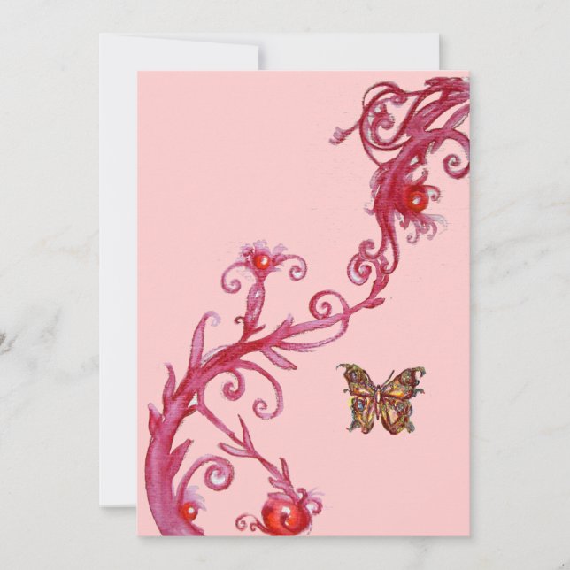 BUTTERFLY, hell rosa Einladung (Vorderseite)
