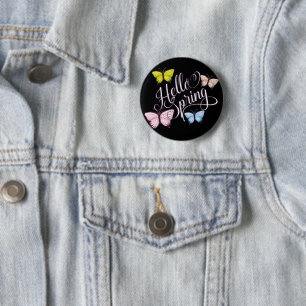 Butterfly Hello Spring Button