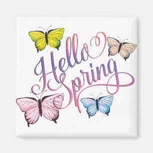 Butterfly Hello Spring Magnet