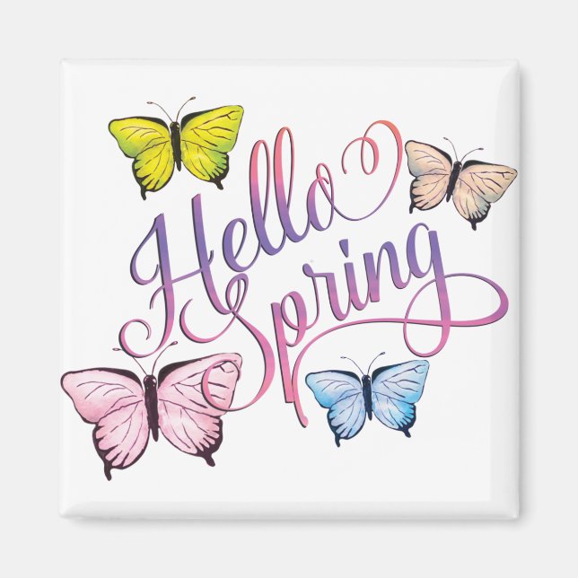 Butterfly Hello Spring Magnet (Vorne)