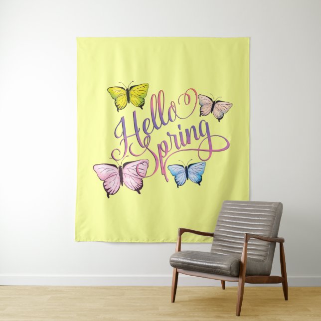 Butterfly Hello Spring Wandteppich (Beispiel)