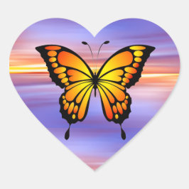 Butterfly  Herz-Aufkleber