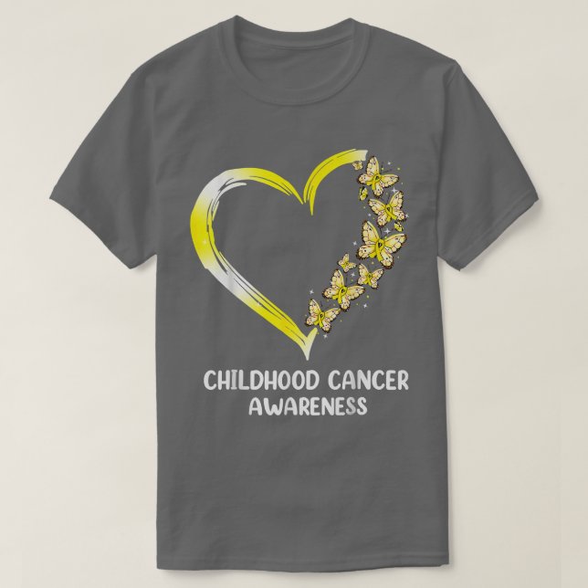 Butterfly Herz Gold Ribbon Kinderkrebs-Aware T-Shirt (Design vorne)