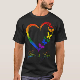 Butterfly Herzrasen Liebe ist Liebe LGBT Gay Lesb T-Shirt