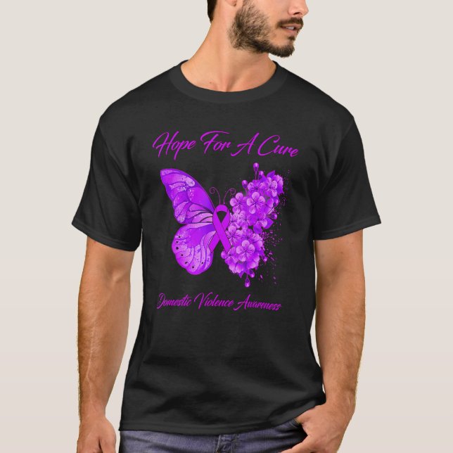 Butterfly Hope for a cure domestic gewalt Awaren T-Shirt (Vorderseite)