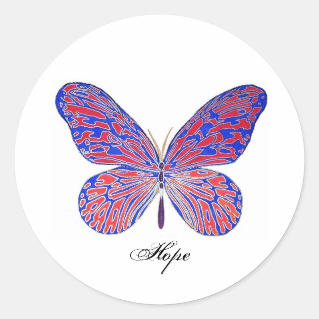 Butterfly Hope Runder Aufkleber (Vorderseite)