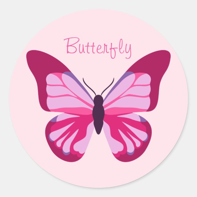 Butterfly Hübsch Pink Lila Runder Aufkleber (Vorderseite)