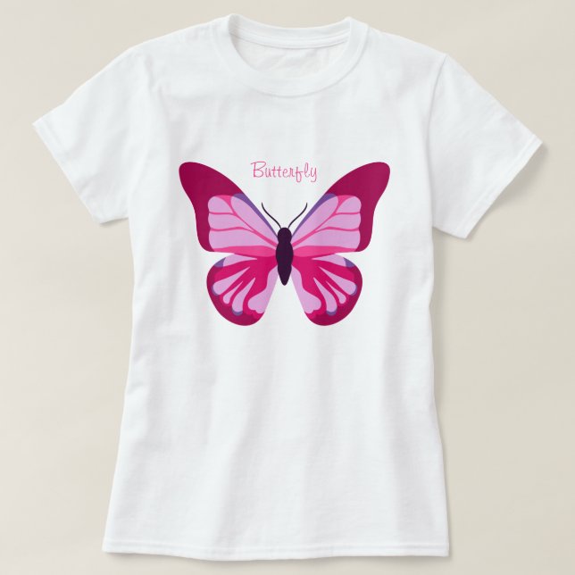 Butterfly Hübsch Pink Lila T-Shirt (Design vorne)