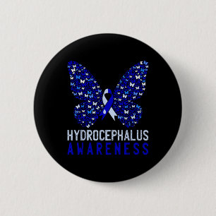 Butterfly Hydrocephalus Awareness Montag Blue Ribb Button