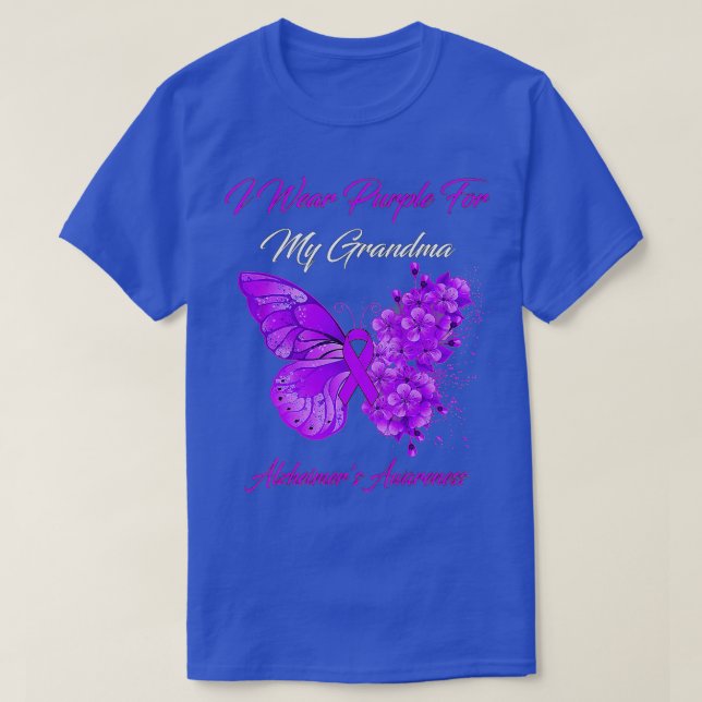 Butterfly I Wear Purple For My Grandma Alzheimers T-Shirt (Design vorne)