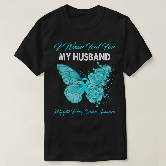 Butterfly Ich trage Aquamarin für mein Ehemann pol T-Shirt (Design vorne)