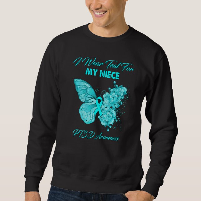 Butterfly Ich trage Aquamarin für mein Niece Ptsd  Sweatshirt (Vorderseite)