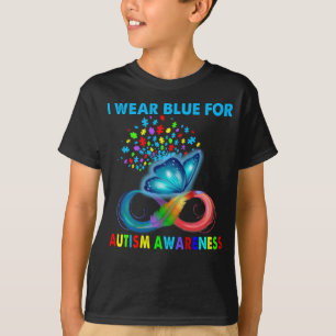 Butterfly Ich trage Blau für Autismus Bewusstsein T-Shirt