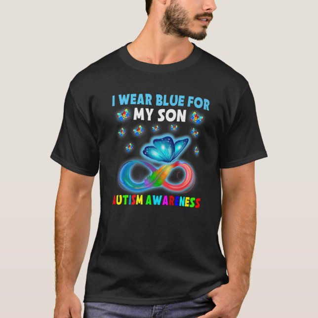 Butterfly Ich trage Blau für mein Sohn Autismus Be T-Shirt (Vorderseite)