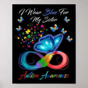 Butterfly Ich trage Blau für meine Schwester Autis Poster