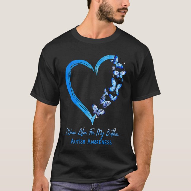 Butterfly Ich trage Blau für meinen Bruder Autismu T-Shirt (Vorderseite)
