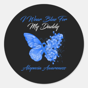 Butterfly Ich trage Blau für meinen Daddy Alopecia Runder Aufkleber