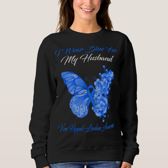Butterfly Ich trage Blau für meinen Mann von Hippe Sweatshirt (Vorderseite)