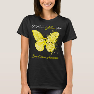 Butterfly Ich trage Gelb für Knochenkrebs-Bewussts T-Shirt