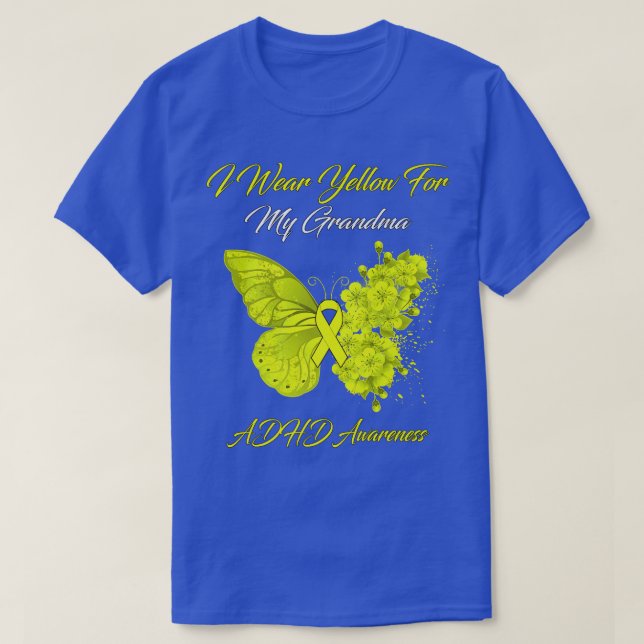 Butterfly Ich trage Gelb für meine Oma ADHD Awaren T-Shirt (Design vorne)