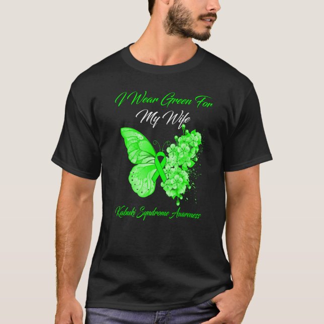 Butterfly Ich trage Grün für meine Ehefrau Kabuki- T-Shirt (Vorderseite)