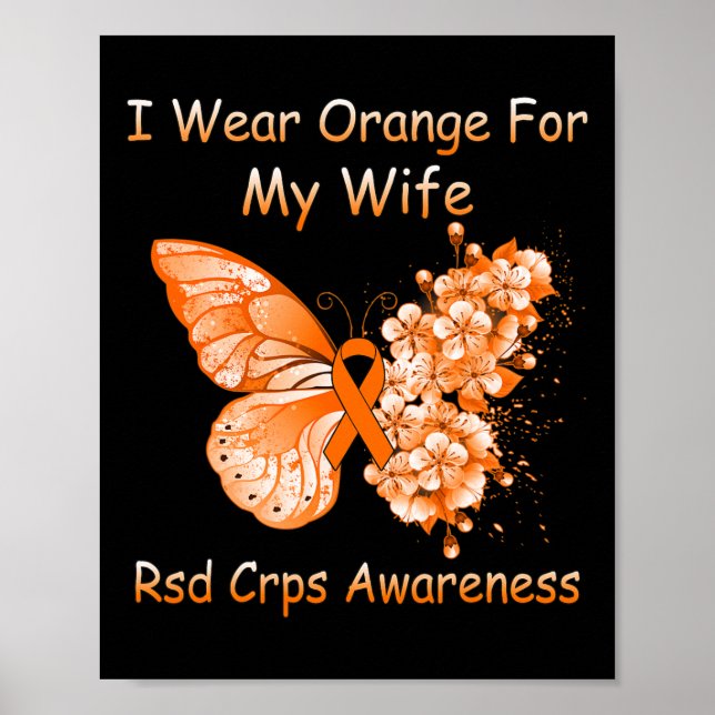 Butterfly Ich trage Orange für meine Ehefrau Rsd C Poster (Vorne)