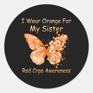 Butterfly Ich trage Orange für meine Schwester Rsd Runder Aufkleber