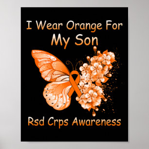 Butterfly Ich trage Orange für meine Sohn Rsd Crps Poster