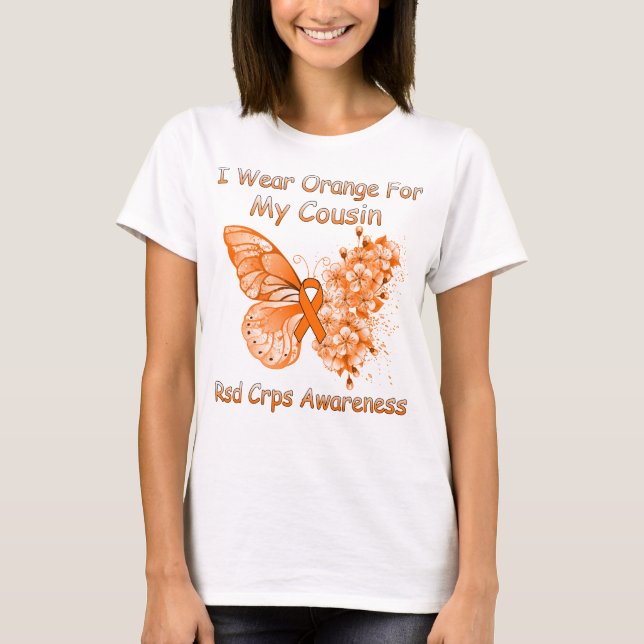 Butterfly Ich trage Orange für meinen Cousin RSD C T-Shirt (Vorderseite)